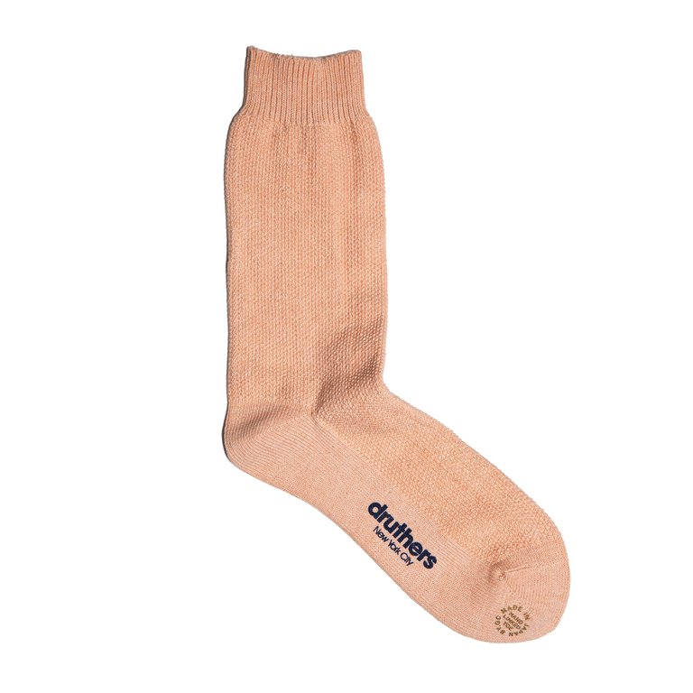 Organic Cotton Pique Knit Crew Sock - Dark Pink