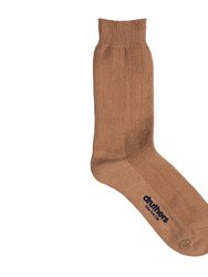 Organic Cotton Pique Knit Crew Sock - Fox Brown