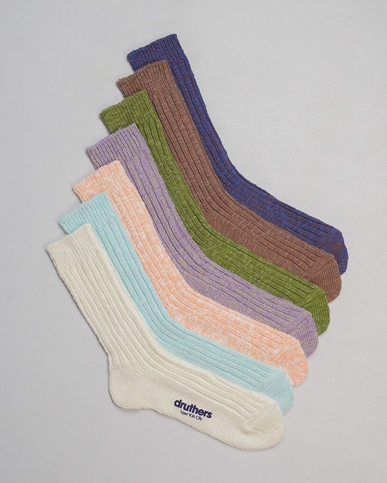 Organic Cotton Rib Slub Crew Sock - Banana Grape