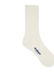 Organic Cotton Rib Slub Crew Sock - Off White - Off White
