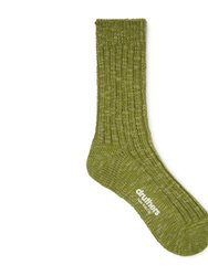 Organic Cotton Rib Slub Crew Sock - Rugby - Olive