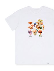 Organic Cotton Seb Gorey Watercolor Shrooms T-Shirt - White