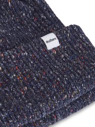 Recycled Cotton Melange 1X1 Rib Beanie - Navy Melangé