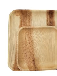 Palm Leaf Plate Party Set (50 Pcs.) - Square 10" Dinner Plates (25Pcs.), 7" Dessert Plate Set (25Pcs.)