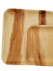 Palm Leaf Plate Party Set (50 Pcs.) - Square 10" Dinner Plates (25Pcs.), 7" Dessert Plate Set (25Pcs.)