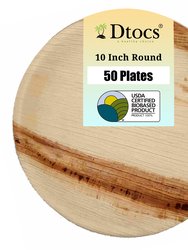 Palm Leaf Plates Round 10" Dinner Plate Set (Pack 50)
