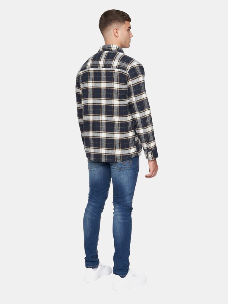 Duck and Cover Mens Francore Checked Overshirt (Navy)