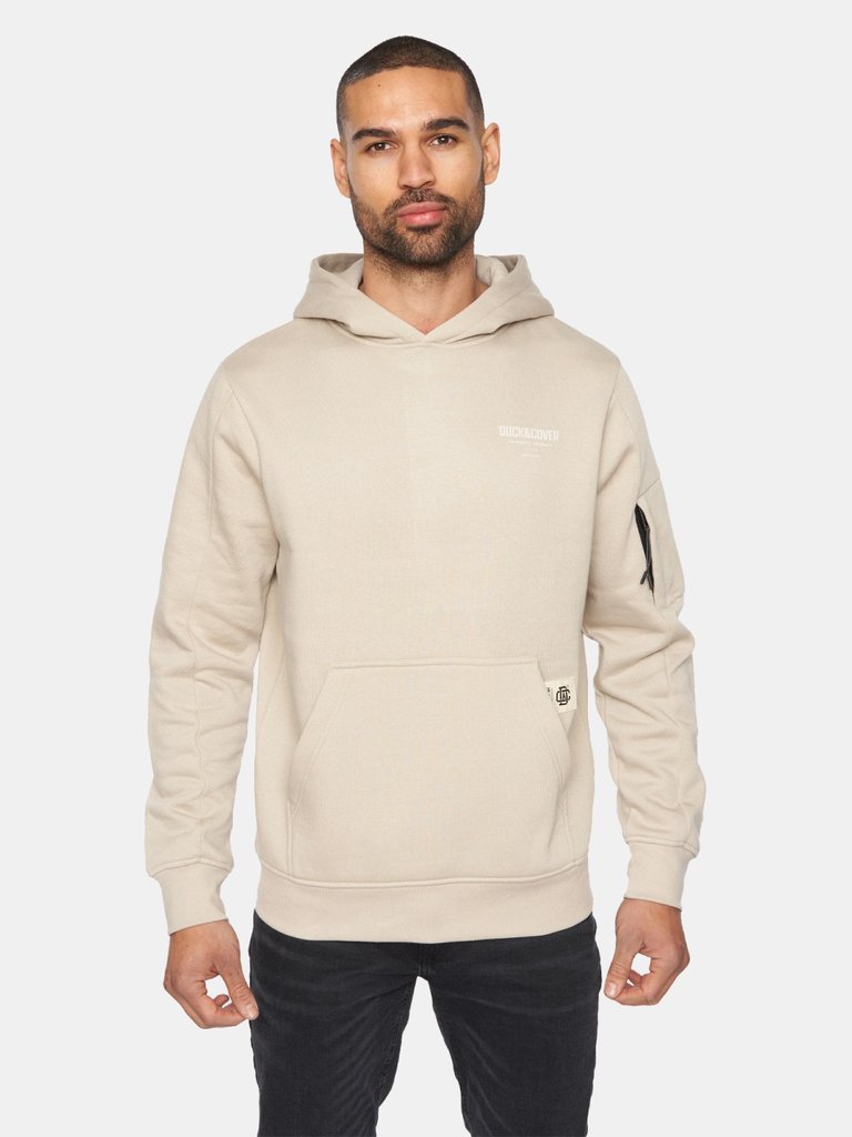 Duck and Cover Mens Lewys Logo Hoodie (Stone) - Stone