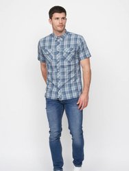 Mens Femington Checked Shirt - Blue - Blue