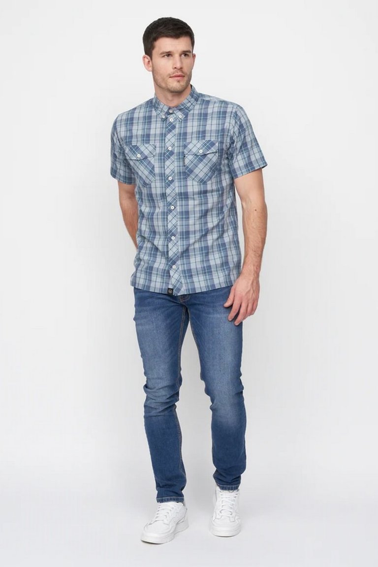 Mens Femington Checked Shirt - Blue - Blue