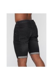 Mens Mustone Denim Shorts - Black Wash