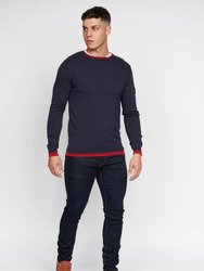 Mens Papline Knitted Sweater - Navy - Navy