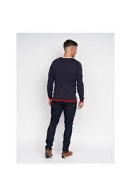 Mens Papline Knitted Sweater - Navy