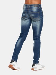 Mens Tranfil Distressed Slim Jeans - Tinted Blue
