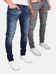 Mens Tranfold Slim Jeans (Pack of 2) - Gray/Tinted Blue - Gray/Tinted Blue