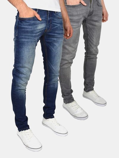 Duck and Cover Mens Tranfold Slim Jeans (Pack of 2) - Gray/Tinted Blue product