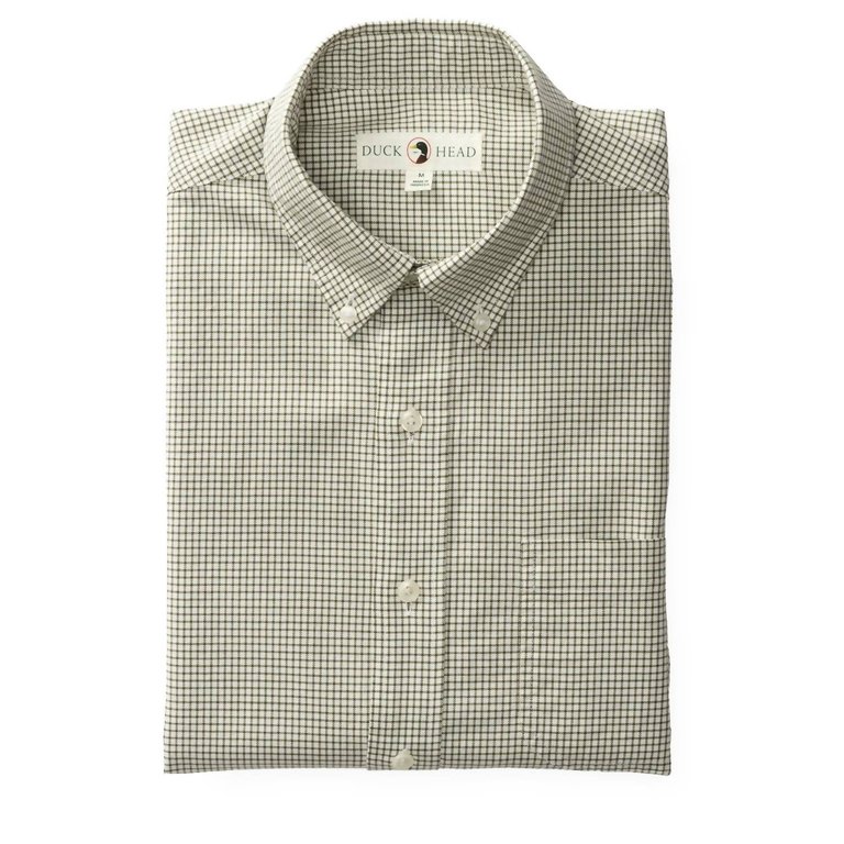 Lowery Plaid Cotton Oxford Sport Shirt In Dark Moss