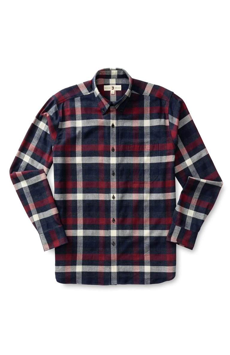 Shelton Plaid Cotton Flannel Sport Shirt In Burnt Russet - Burnt Russet