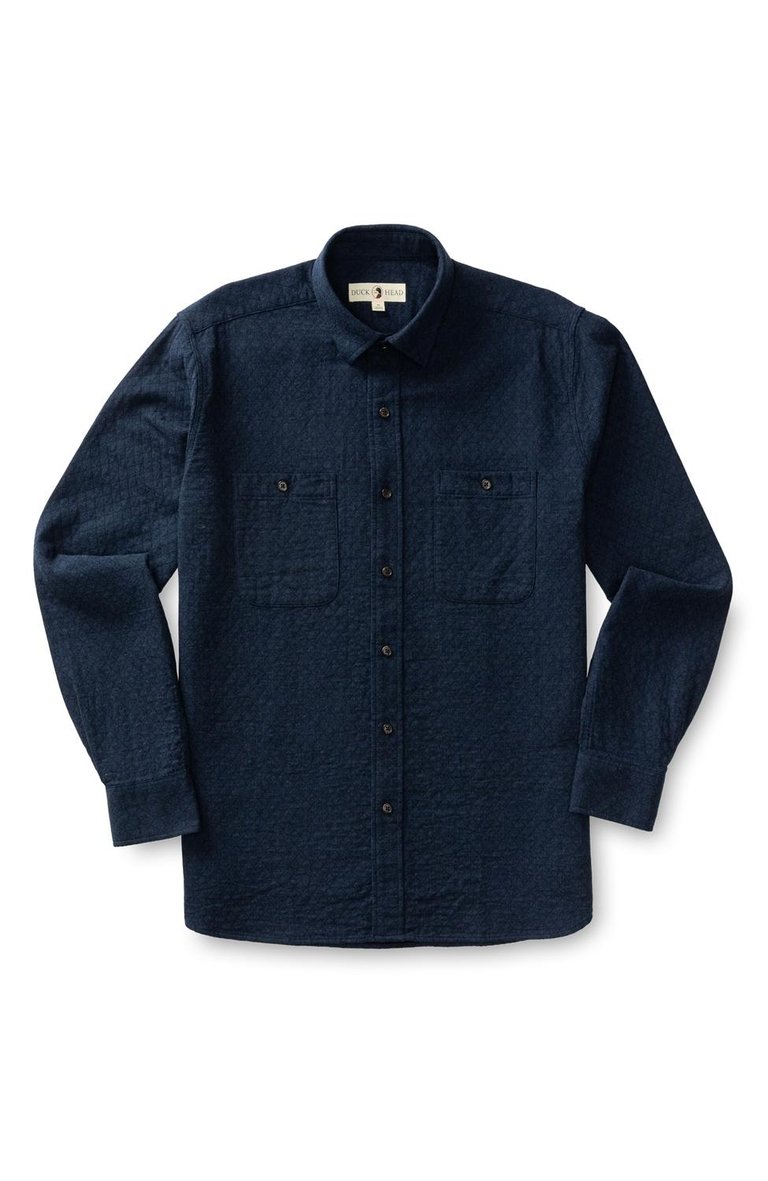 Westover Solid Cotton Quilted Sport Shirt In Navy Heather