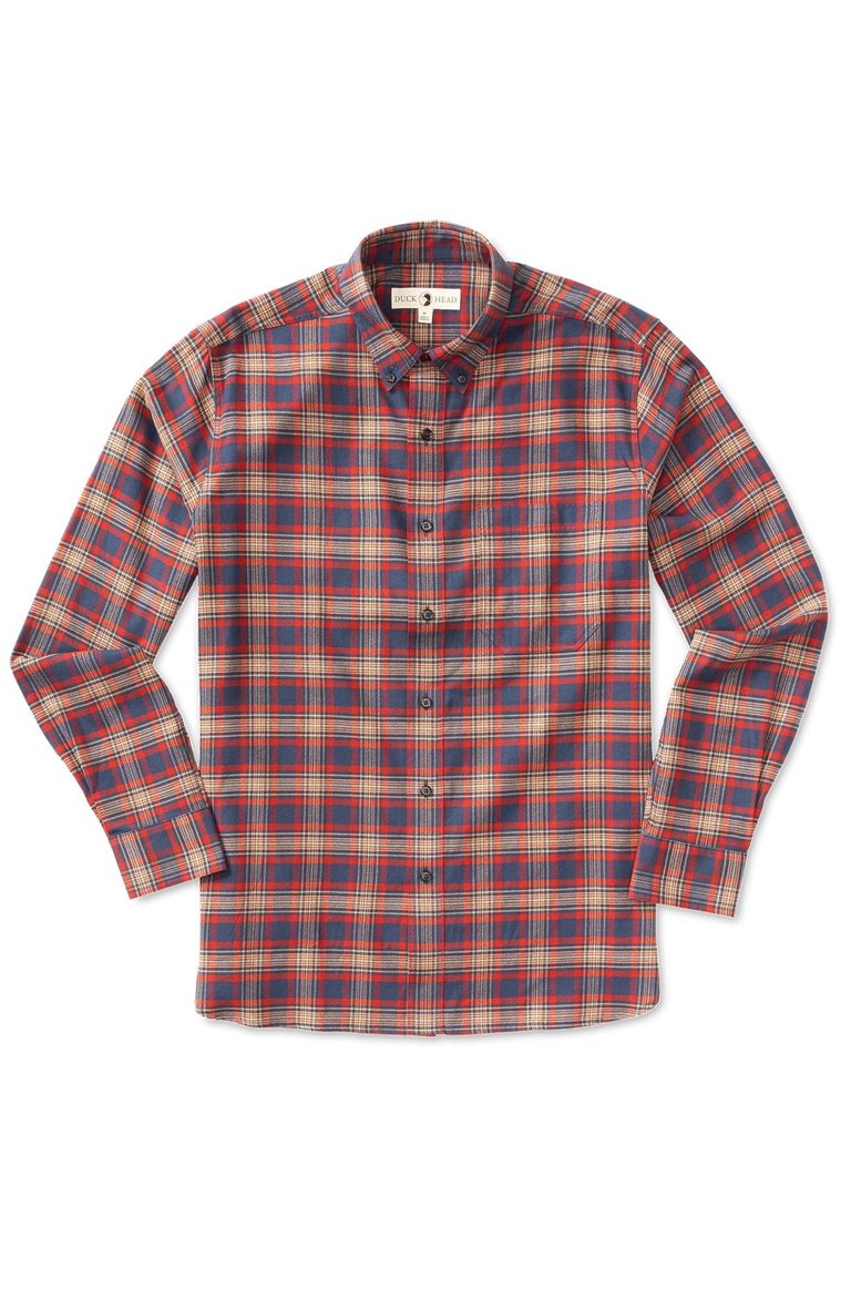 Woodlawn Plaid Flannel Shirt In Navy - Navy