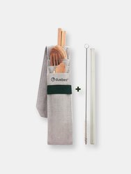 Reusable Wooden Cutlery Set & Straw