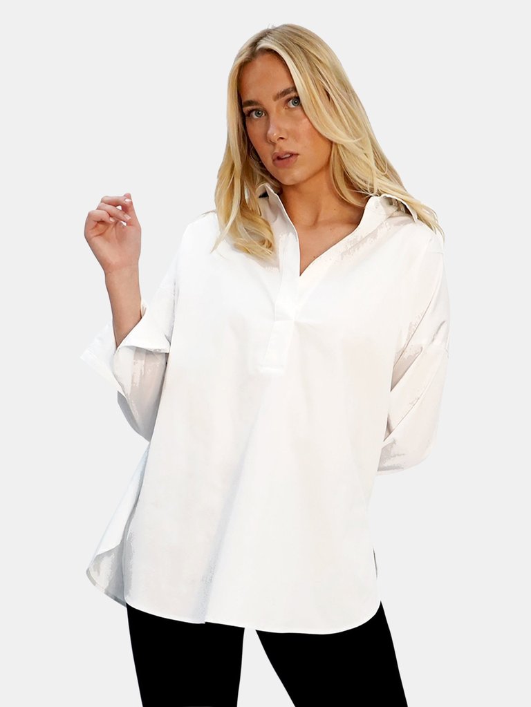 Classic Easy Pullover White Shirt - The Murray - White