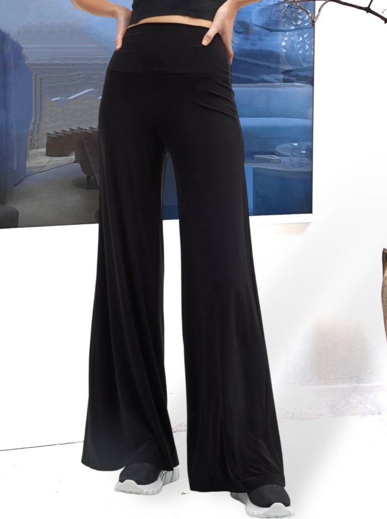 Jersey Wide Leg Pant With Pockets - The Liberty - Black