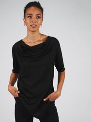 Luxury Cowl Neck Top - The Wall - Black