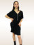 Relaxed Stretch Jersey Zip Front Tunic Dress - The Watts - Black