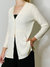 Ribbed Knit Cashmere Blend Cardigan - The Trinity - Pearl