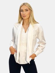 The Charltong Classic Tie Neck White Shirt - Organic Stretch Cotton