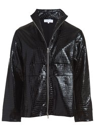 Vegan Leather Embossed Jacket - The Laight - BLACK