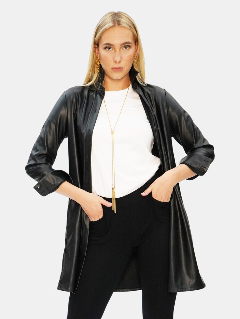 Vegan Leather Long Shirt - The Lafayette