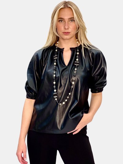 DuetteNYC Vegan Leather Puff Sleeve Top - The Elizabeth product