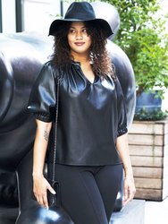 Vegan Leather Puff Sleeve Top - The Elizabeth