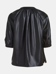 Vegan Leather Puff Sleeve Top - The Elizabeth