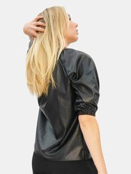 Vegan Leather Puff Sleeve Top - The Elizabeth