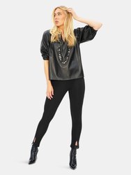 Vegan Leather Puff Sleeve Top - The Elizabeth