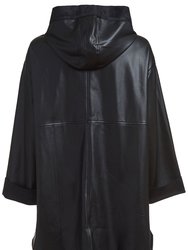Vegan Leather Snap Front Hooded Jacket - The Dominic
