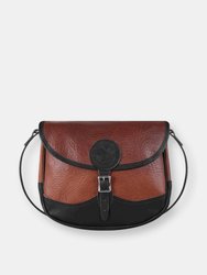 Bison Leather Medium Shell Purse - Black