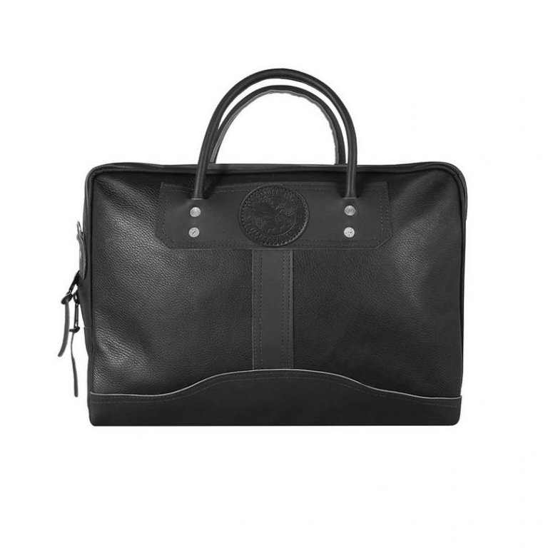 Leather Traveler's Briefcase - Pebbled Black Leather