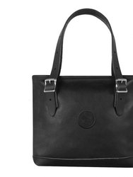 Pebbled Leather Market Tote - Black