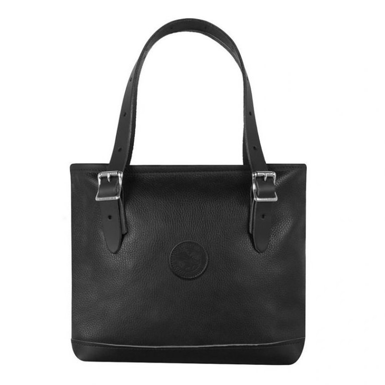 Pebbled Leather Market Tote - Black