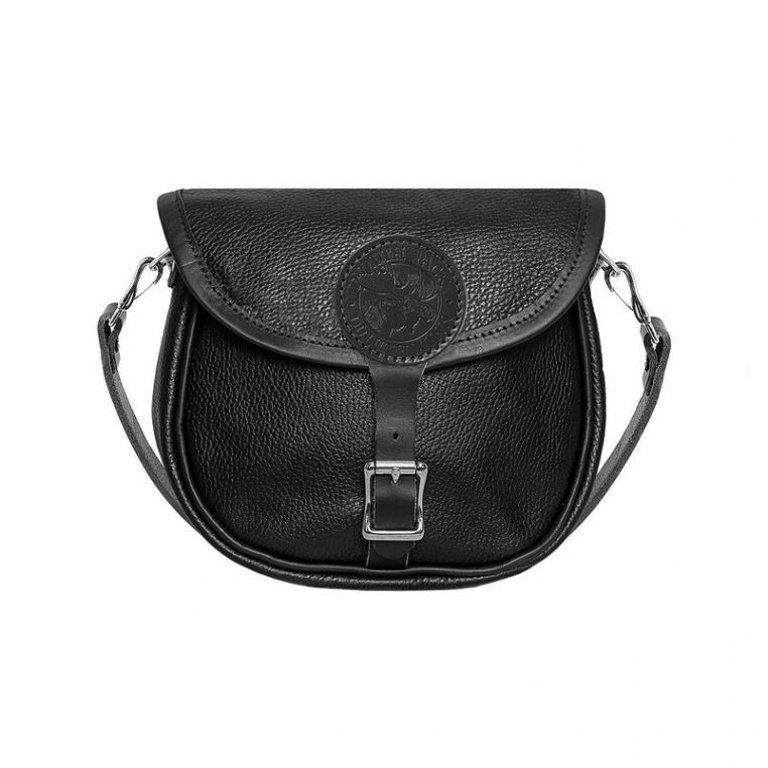 Small Leather Shell Purse - Pebbled Black