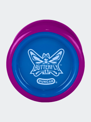 Butterfly XT Yo-Yo With String, Ball Bearing Axle And Plastic Body, String Trick Yo-Yo, Purple With Blue Cap