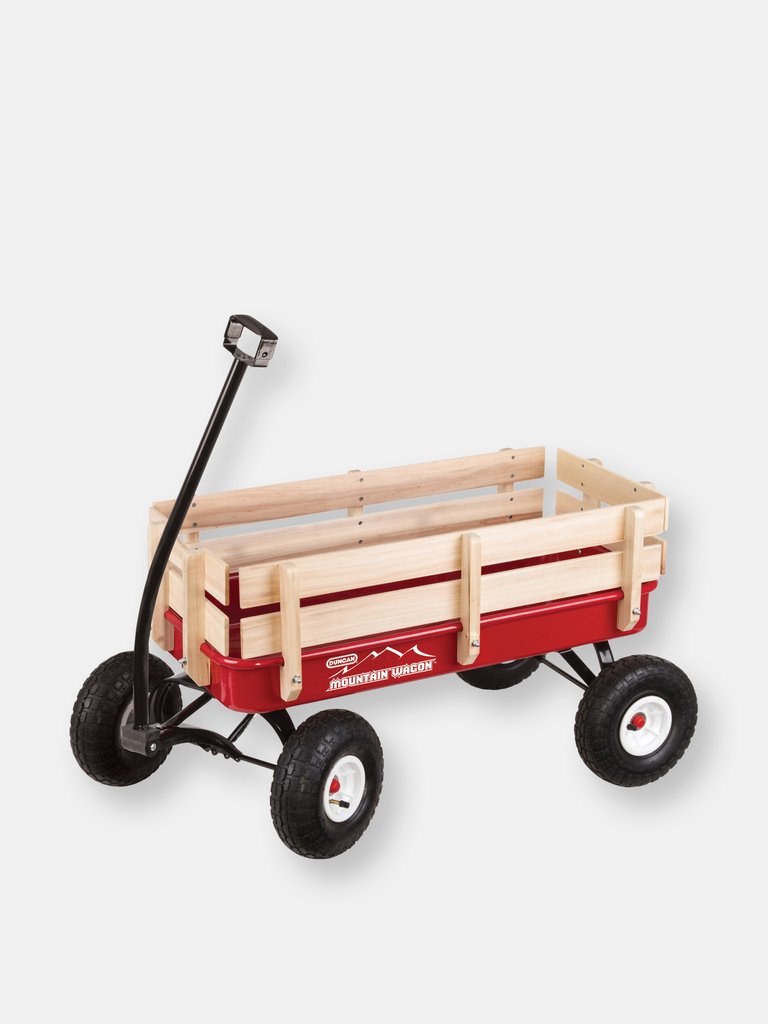 Duncan Mountain Wagon - Pull-along Wagon for Kids With Wooden Panels - Red