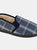Mens Checked Slippers - Navy