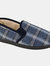 Mens Checked Slippers - Navy