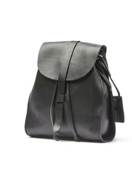 Leather Backpack Black Tribeca Collection - Black