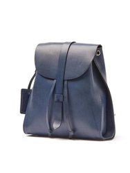 Leather Backpack Blue Tribeca Collection - Blue